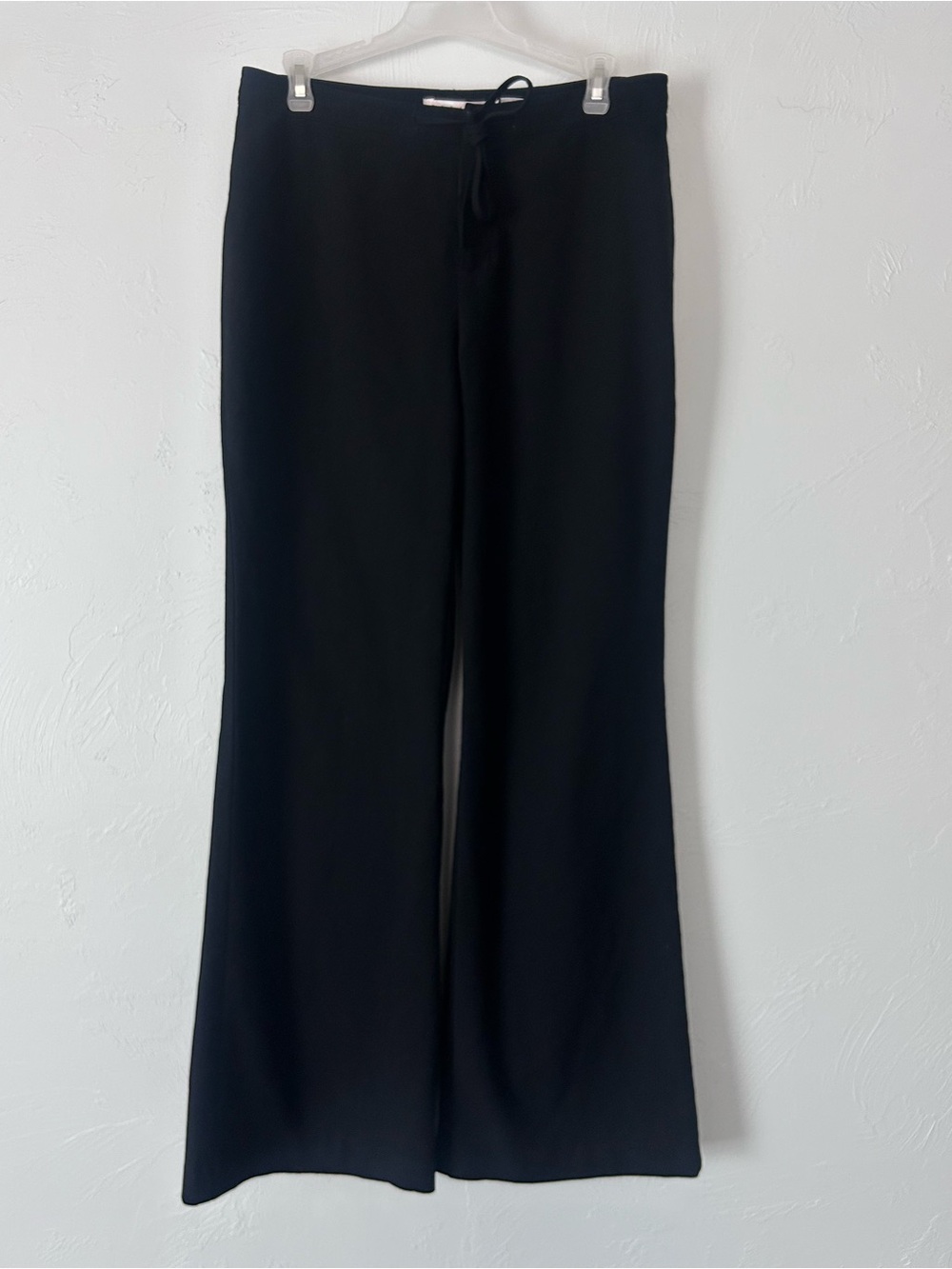 Black Wide-Leg Drawstring Trouser Pants